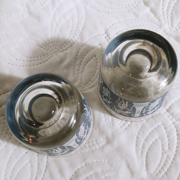 2 - Jeannette Corinthian VINTAGE TUMBLERS BLUE GLASS  8 OZ GREEK FIGURES - Picture 3 of 5